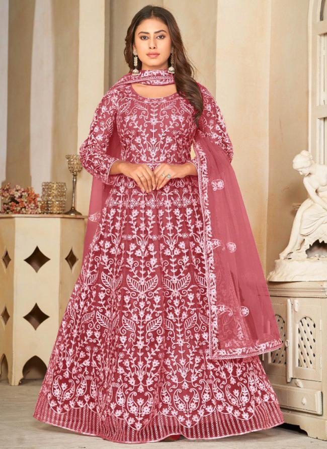 Net Gajari Ceremonial Wear Embroidery Work Anarkali Suit